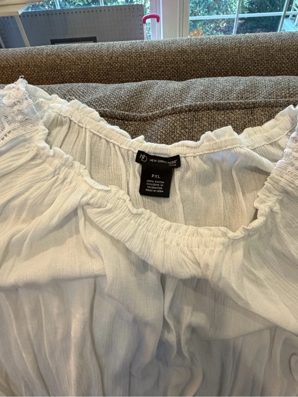 New Directions White Off-Shoulder Peasant Top - PXL